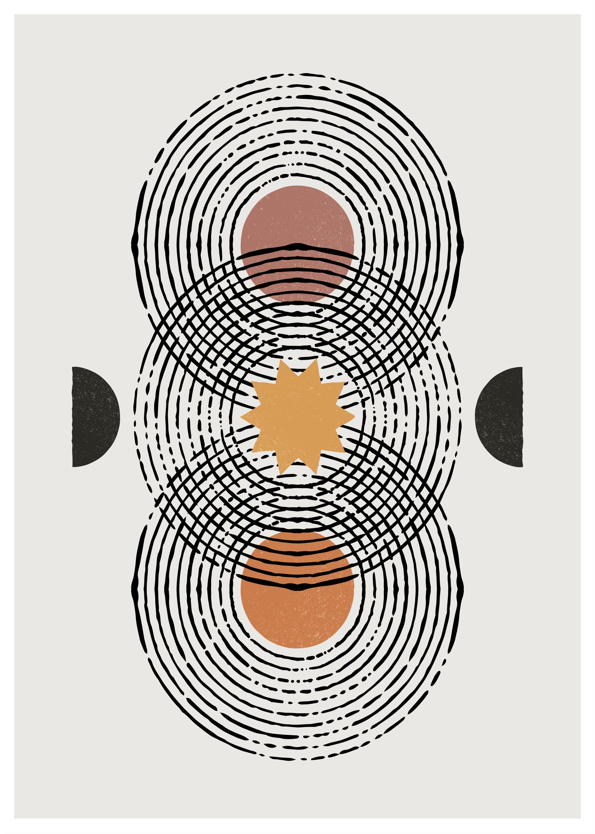 Celestial Balance – Minimalist Abstract Geometric Wall Art Black