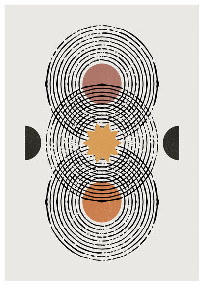 Celestial Balance – Minimalist Abstract Geometric Wall Art Black