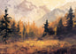 Golden Autumn Forest Landscape – Serene Mountain View Digital Art Poster