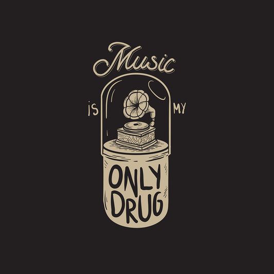 Music Is My Only Drug" Vintage Gramophone Art Print