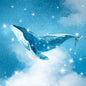 Celestial Whale Digital Art Poster – Dreamy Ocean-Inspired Watercolour Wall Art