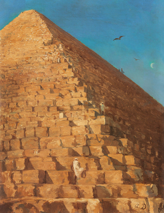 Golden Pyramid Digital Art Poster - Ancient Egyptian Architecture Wall Art