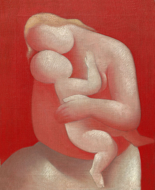 Minimalist Mother and Child Digital Art Poster – Warm Love & Bond Illustration