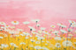 Pink & Yellow Daisy Field Digital Art Poster – Bright Floral Wall Décor