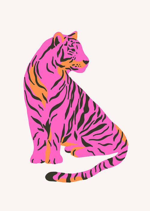 Trendy Tiger Poster – Artistic & Elegant Wall Art Pink