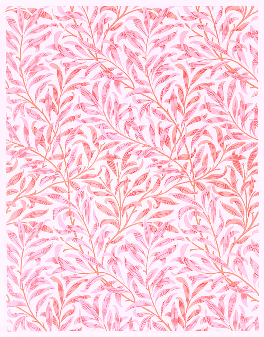 Pink Botanical Leaf Pattern - Digital Wall Art Download