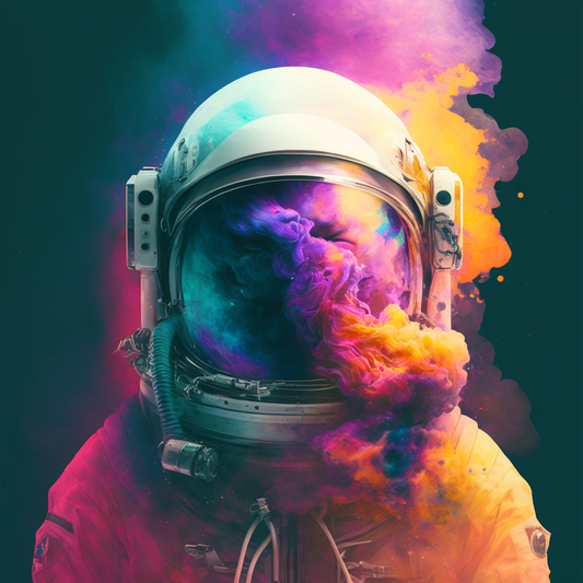 Color Burst Astronaut Digital Art | Psychedelic Space Wall Print Download