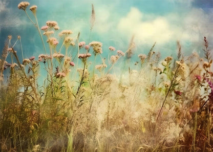 Autumn Flower with Blue Sky Painting Poster – Nature-Inspired Wall painting Decor for Home & Office