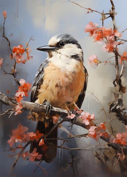 Spring Small Bird Poster – Adorable & Cozy Seasonal Bird Wall Art for Nature Lovers