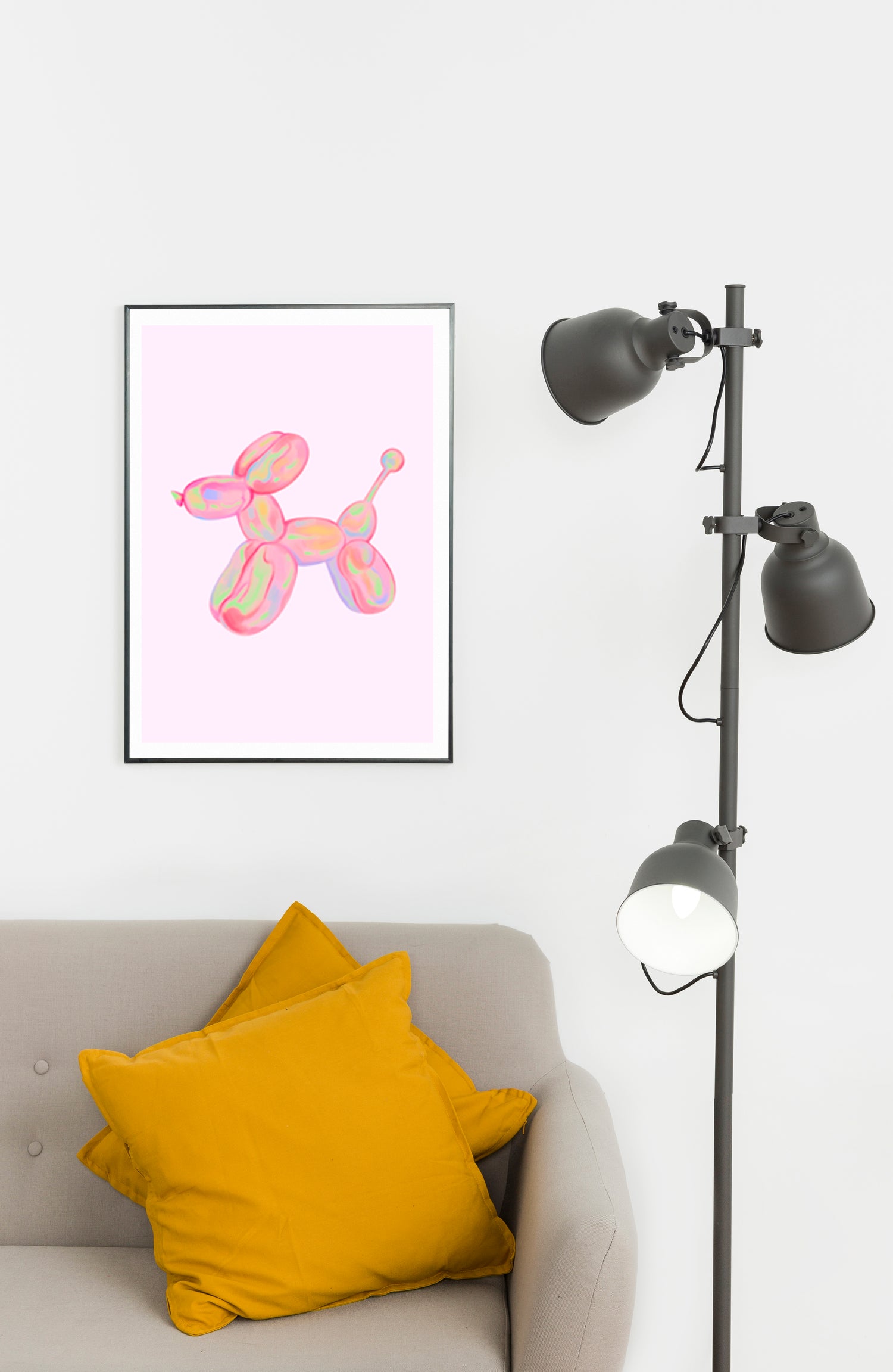Pastel Balloon Dog Digital Art Poster – Playful Pop Art Printable for Kids & Modern Spaces