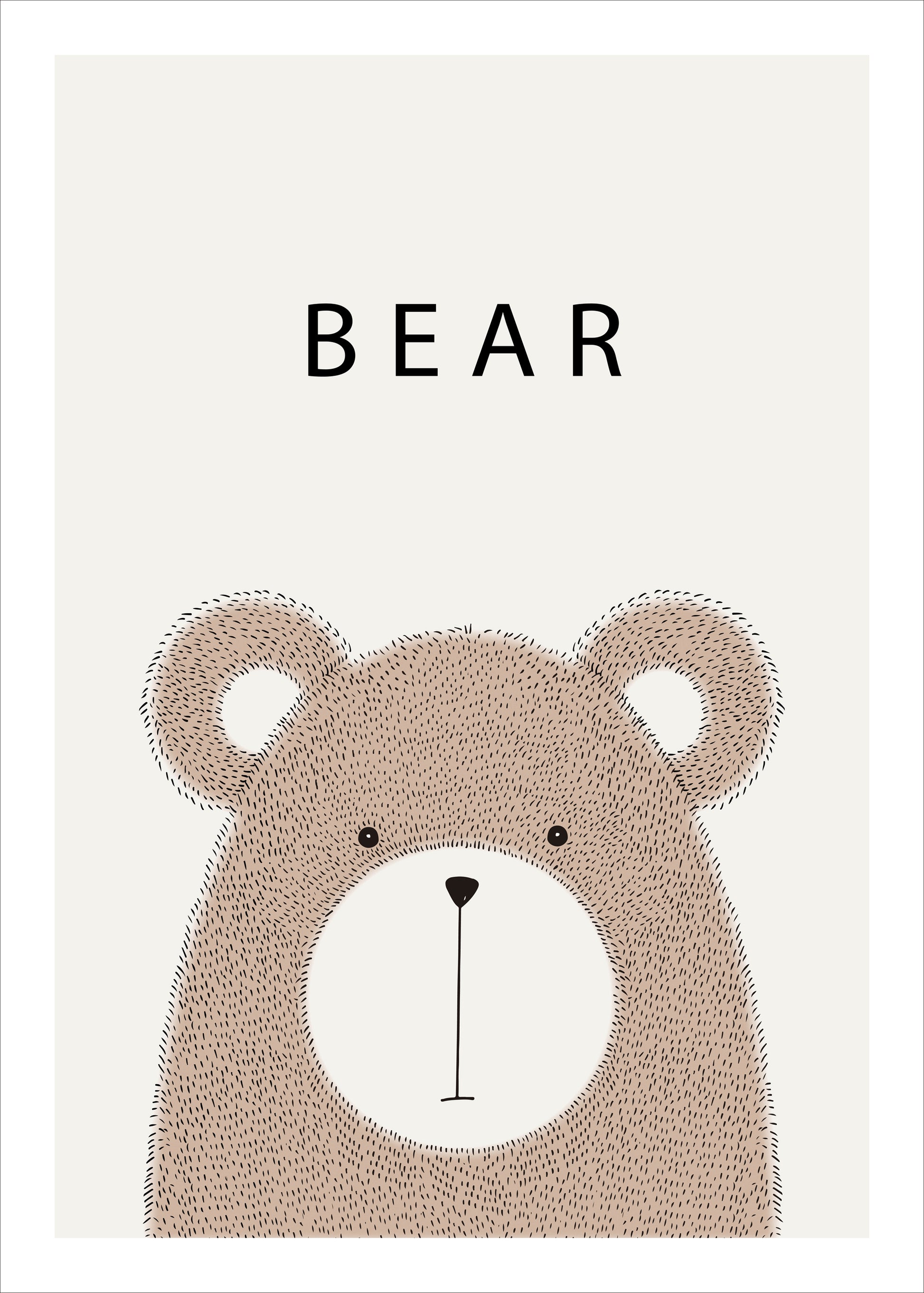Cute Bear Printable Wall Art | Minimal Animal Nursery Poster