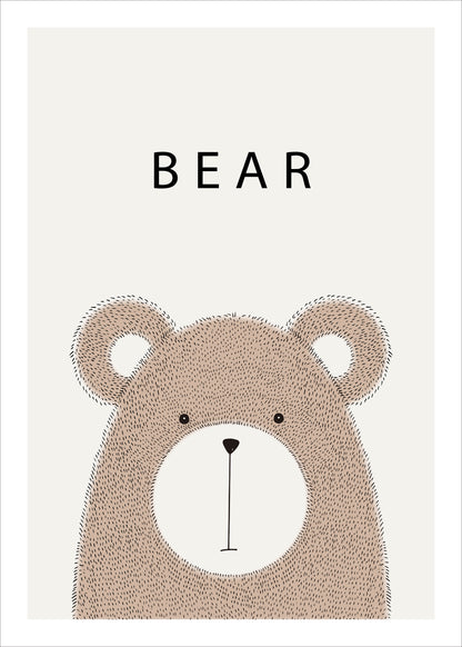 Cute Bear Printable Wall Art | Minimal Animal Nursery Poster