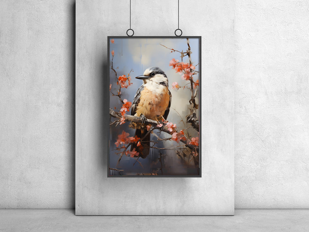 Spring Small Bird Poster – Adorable & Cozy Seasonal Bird Wall Art for Nature Lovers