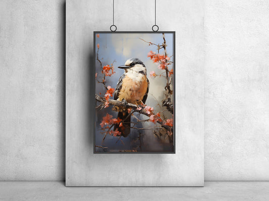 Spring Small Bird Poster – Adorable & Cozy Seasonal Bird Wall Art for Nature Lovers