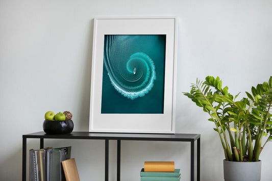 Spiral Boat Wake Digital Art | Aerial Ocean Print | Modern Coastal Wall Decor Download