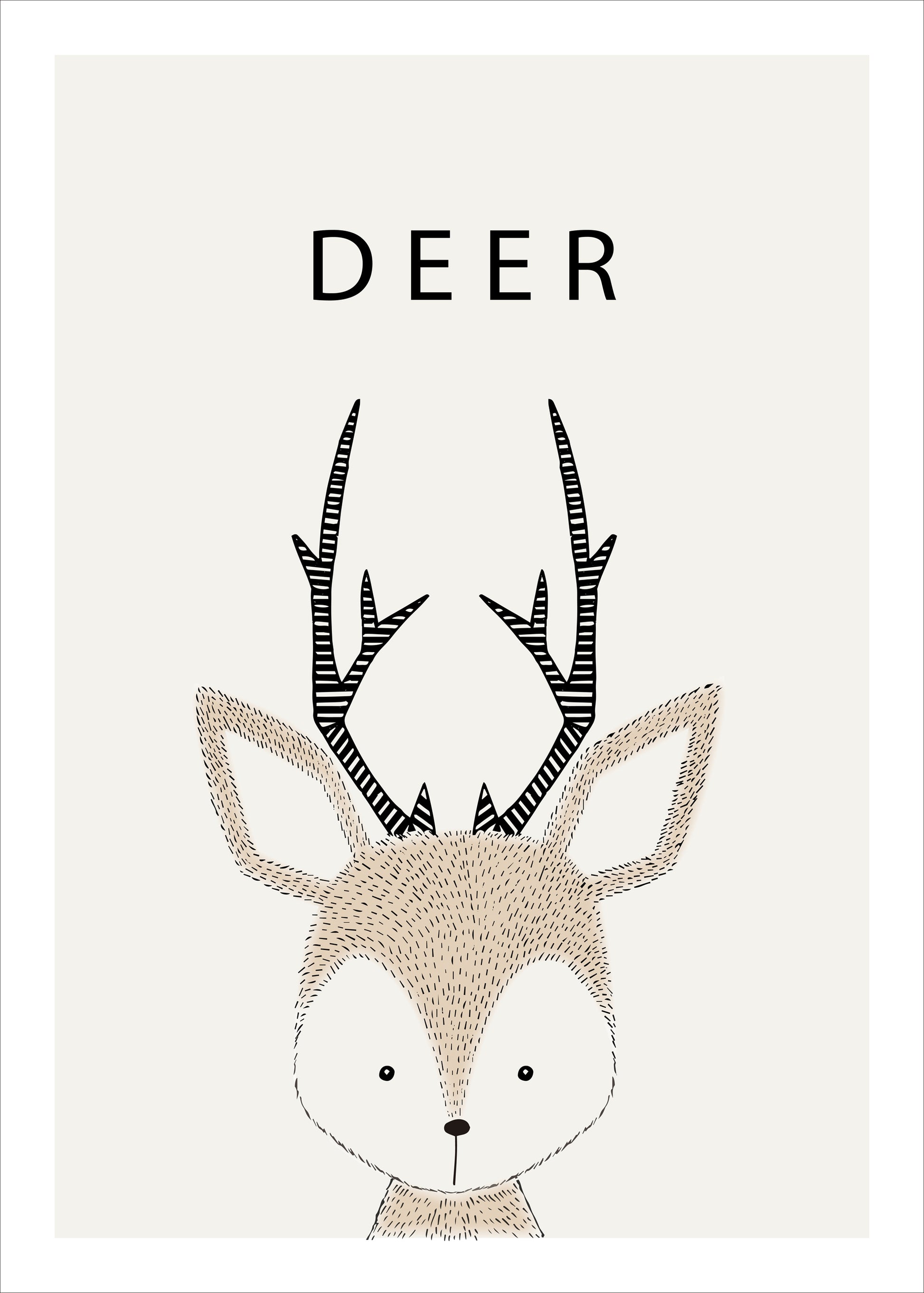 Minimalist Deer Printable Wall Art | Cute Animal Poster for Nursery & Kids Room