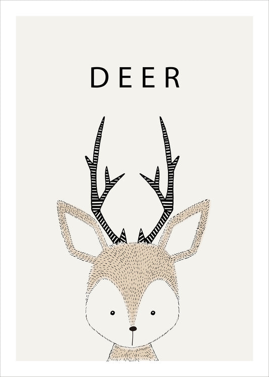 Minimalist Deer Printable Wall Art | Cute Animal Poster for Nursery & Kids Room