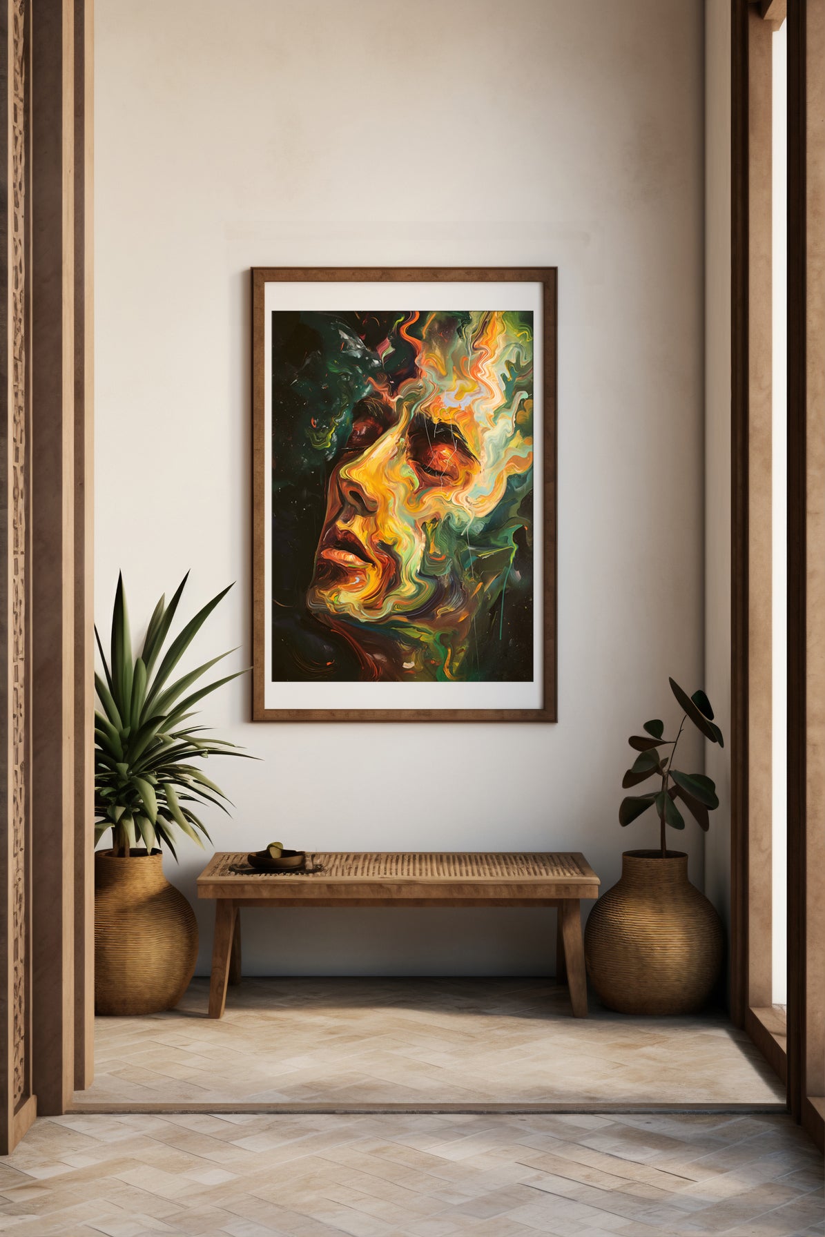 Abstract Cosmic Face – Surreal Colourful Digital Art Poster for Modern Wall Décor