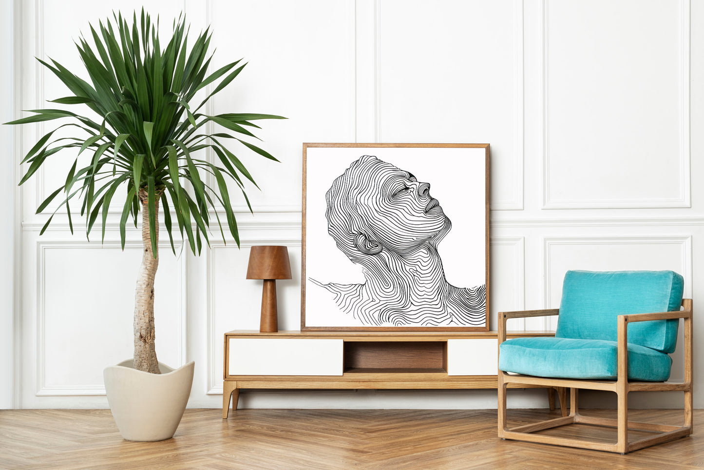 Contour Line Face Art – Modern Minimalist Wall Decor