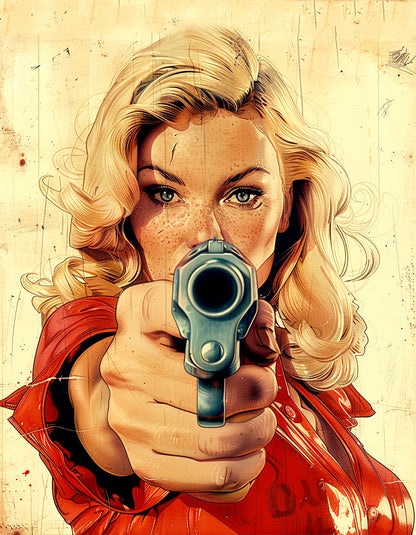 Vintage Pop Art Femme Fatale Poster – Retro Comic Book-Style Wall Art