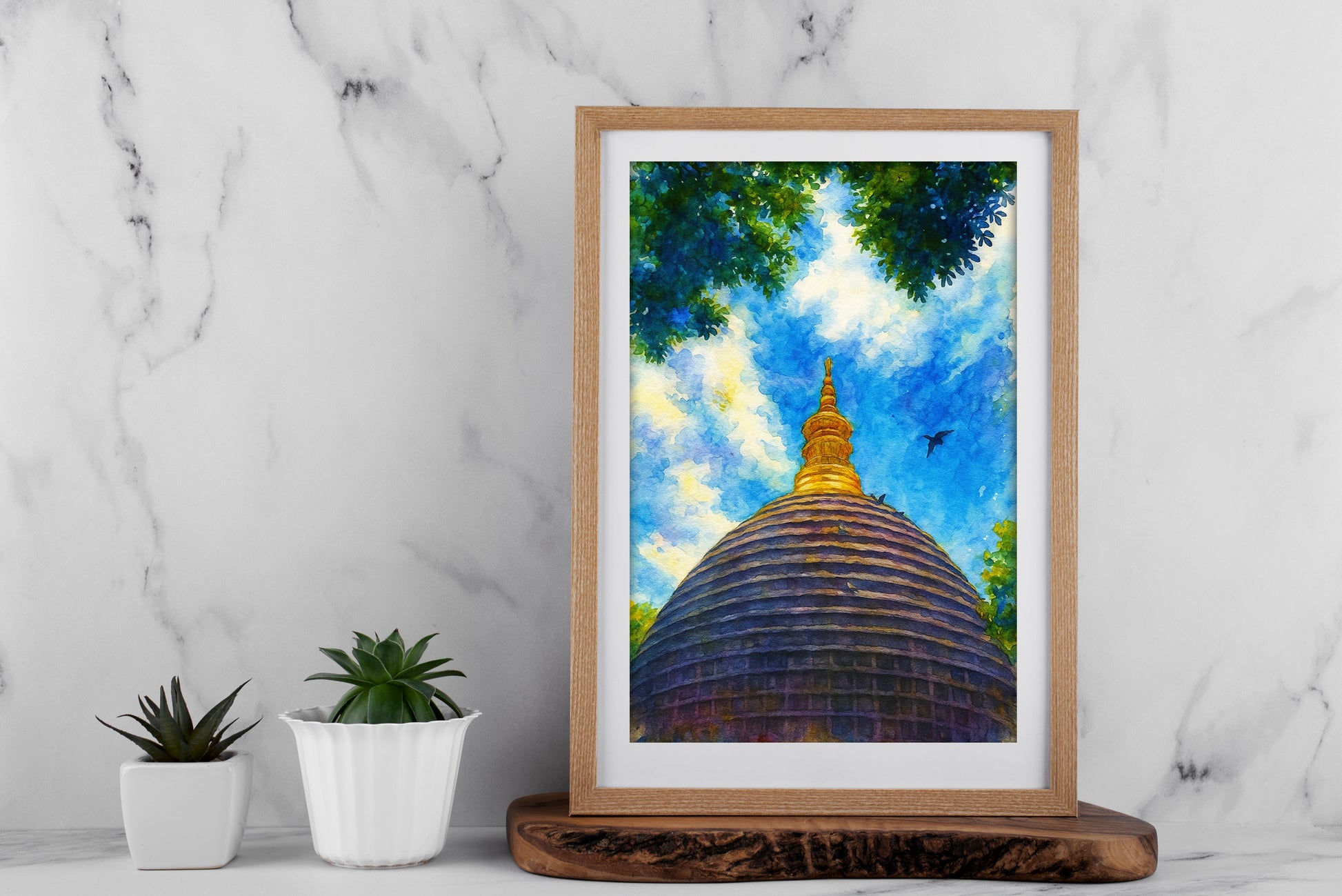 Kamakhya Temple Assam Digital Watercolour Art – Sacred Indian Temple