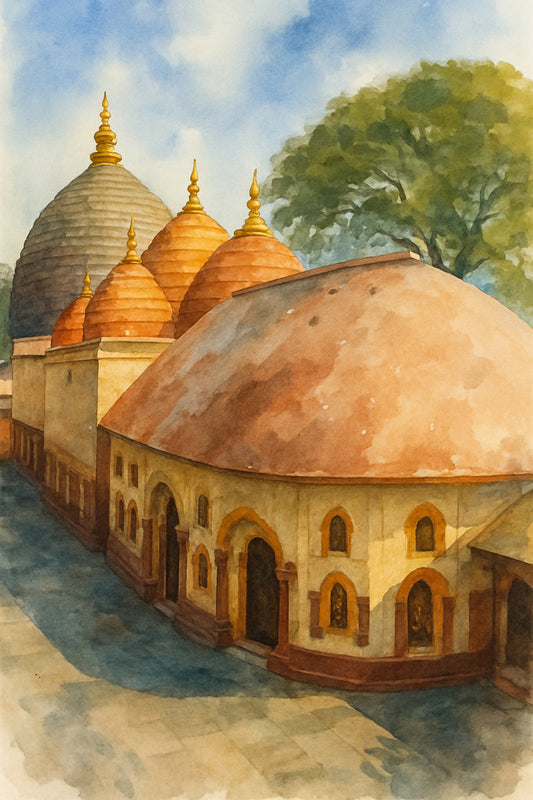 Kamakhya Temple Watercolor Poster - Digital Artwork for Instant Download