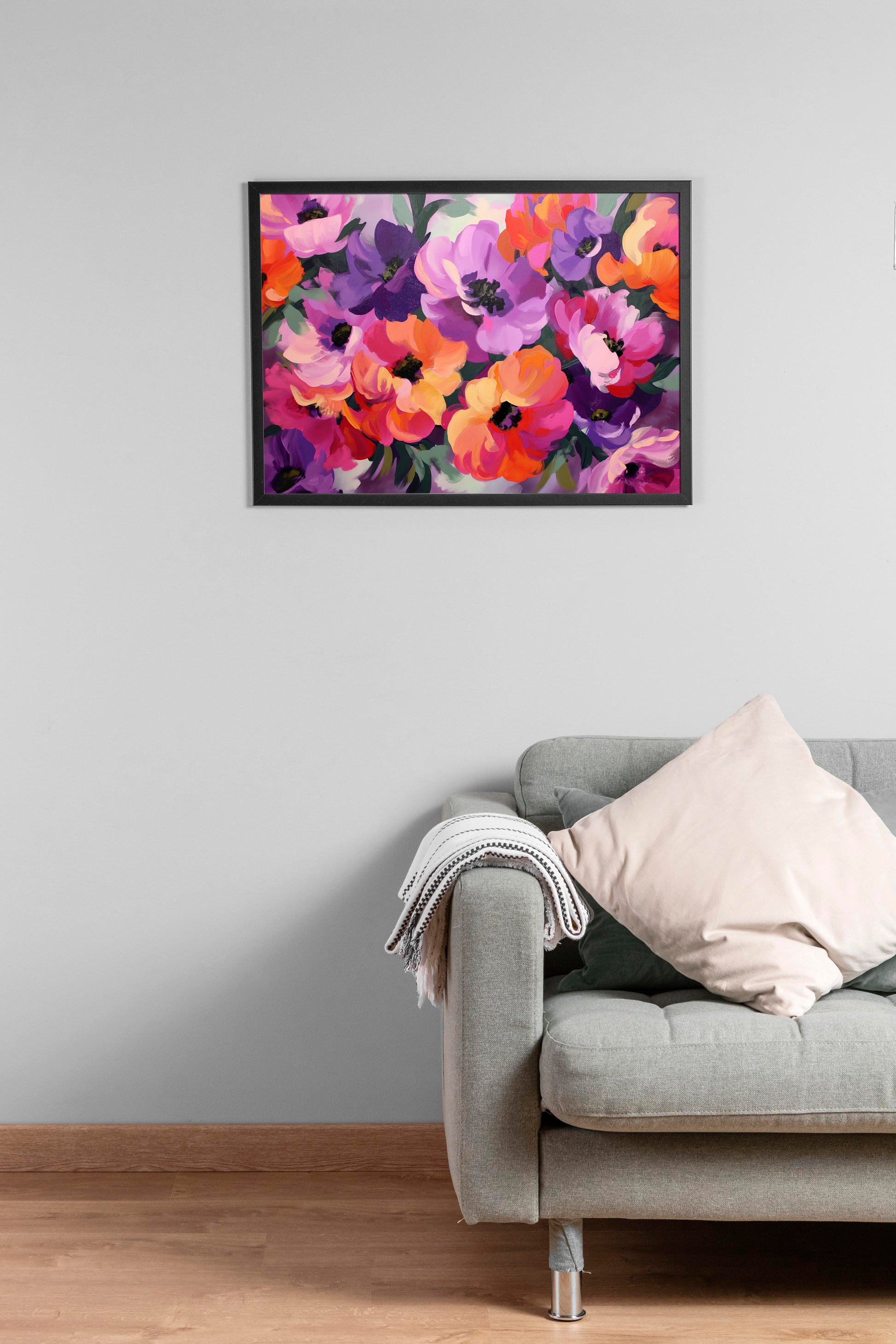 Vibrant Bloom Abstract Flower Art Print | Colourful Digital Poster for Modern Home Décor