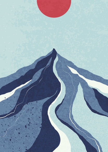 Abstract Mountain Landscape Digital Art | Minimalist Nature Print | Modern Wall Decor