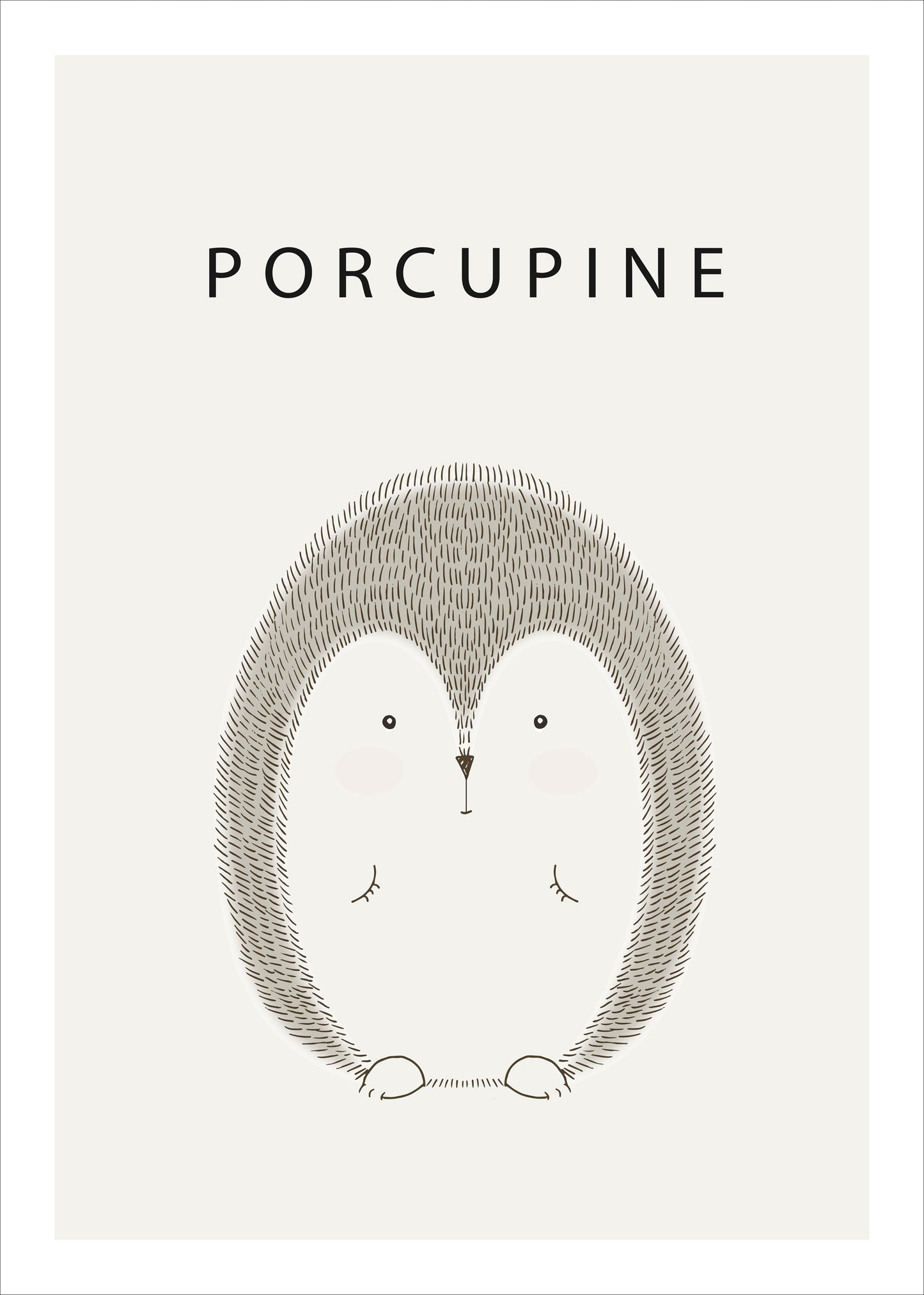 Porcupine Printable Wall Art | Minimal Woodland Animal Poster for Nursery
