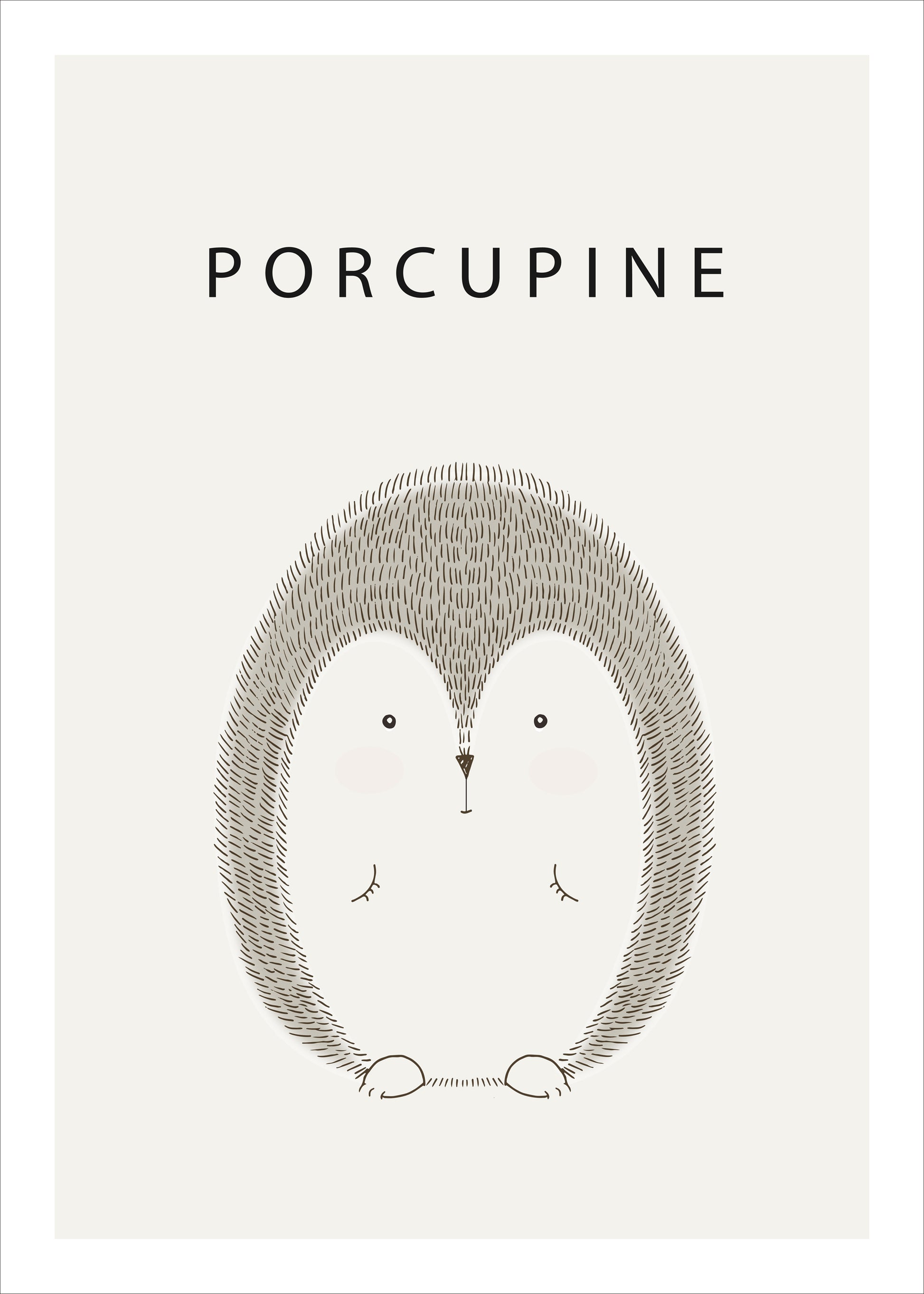 Porcupine Printable Wall Art | Minimal Woodland Animal Poster for Nursery