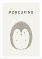 Porcupine Printable Wall Art | Minimal Woodland Animal Poster for Nursery