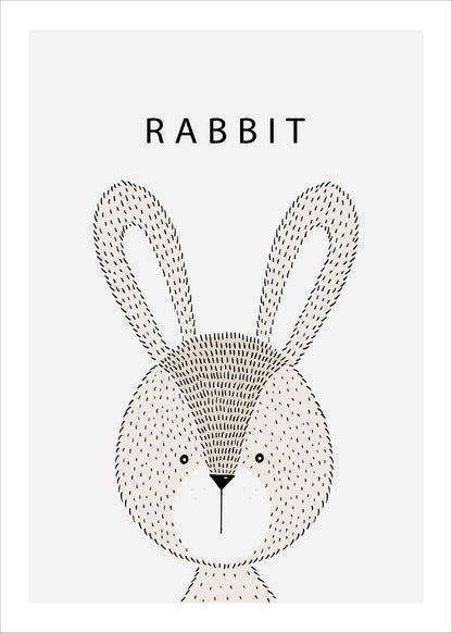 Minimalist Rabbit Wall Art Printable | Cute Animal Poster for Nursery Decor