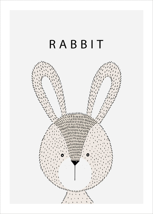 Minimalist Rabbit Wall Art Printable | Cute Animal Poster for Nursery Decor