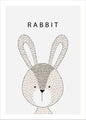 Minimalist Rabbit Wall Art Printable | Cute Animal Poster for Nursery Decor