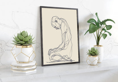 Abstract Contemplative Figure – Minimalist Line Art Drawing"