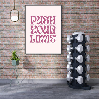 Bold Retro Motivational Print – "Push Your Limit" Typography Wall Art