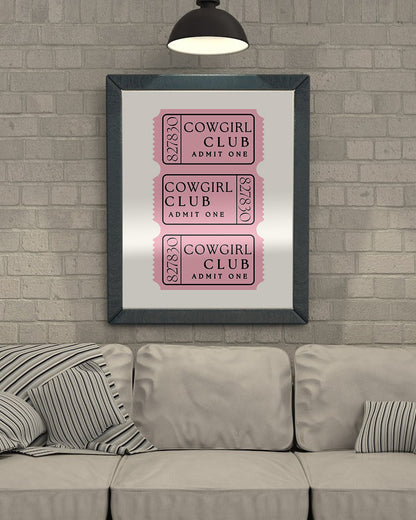 “Cowgirl Club” Ticket Art – Pink Western Bachelorette Digital Print
