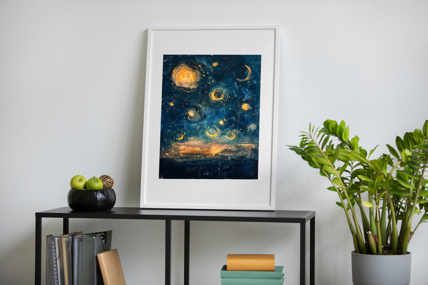 Starry Night Dreamscape Digital Art Poster | Abstract Sky Printable Wall Decor