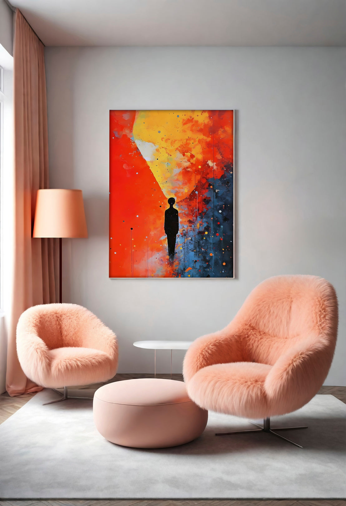 Abstract Silhouette Digital Art Poster – Emotional Explosion of Color | Modern Wall Art Printable Download